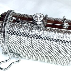FLASH SALE! 60% OFF Sondra Roberts Silver Metallic Evening Clutch/Shoulder Bag